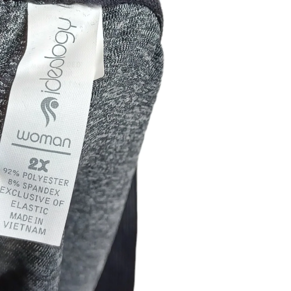 IDEOLOGY WOMAN Gray Marled Print Black Waistband Athletic Shorts 2X